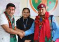 रास्कोटमा नगर प्रमुखज्यूद्वारा प्रहरी निरीक्षक सत्यनारायण चौधरीलाई स्वागत ।